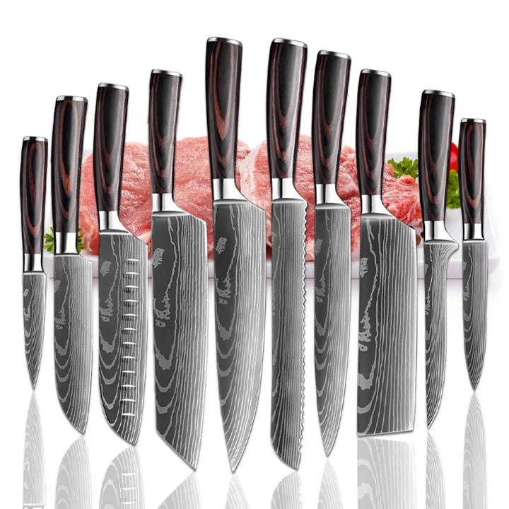 Japanese kitchen knives, damask pattern. Since