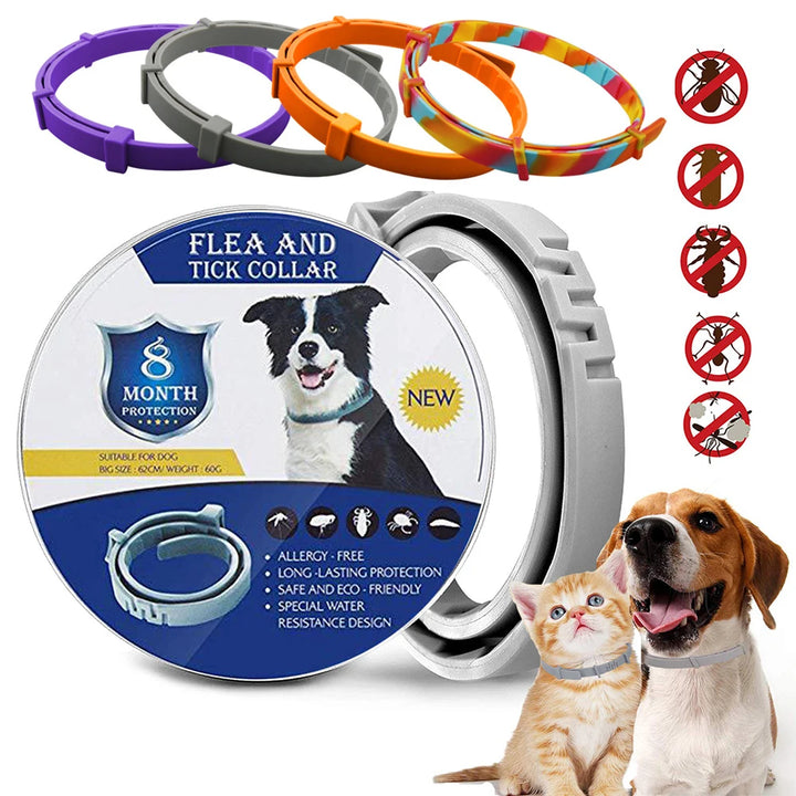 Flea and tick collars for dogs and cats.