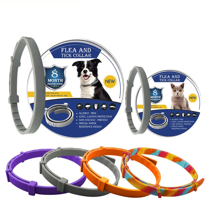 Flea and tick collars for dogs and cats.