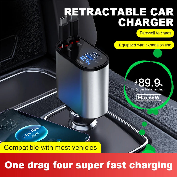 Retractable Fast Car Charger 86w